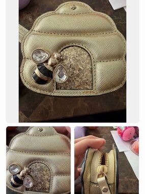 KATE SPADE "Down The Rabbit Hole" Honey Hive Bee Leather Coin Purse